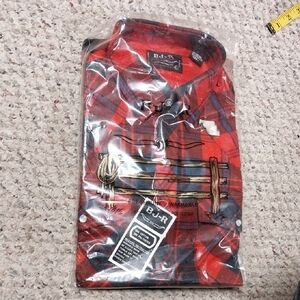 Vtg. BJ-R Authentic Western Shirt Form Fit Red Plaid Men's Shirt